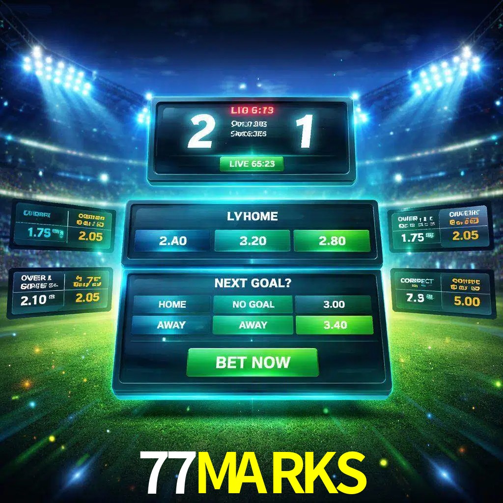 Vista de apuestas en vivo 77MARKS durante un partido en curso