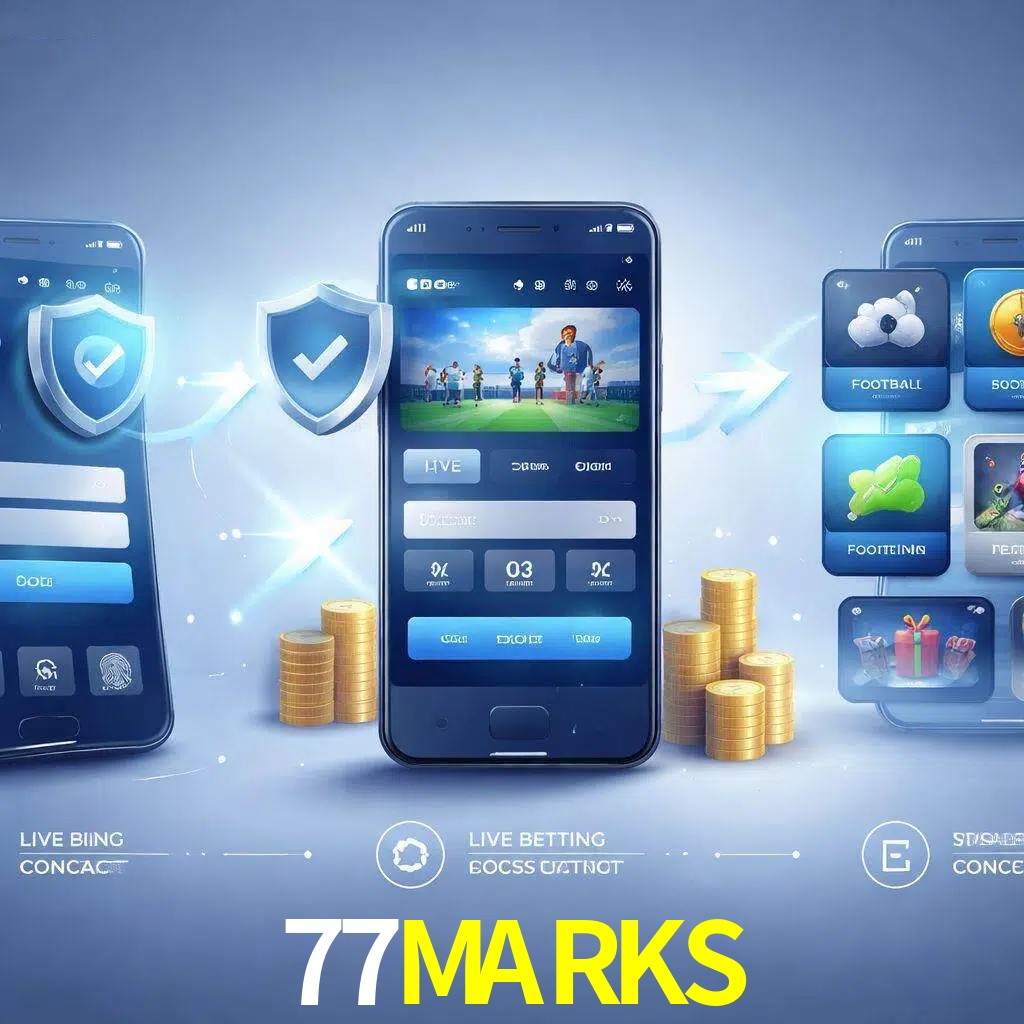 Pasos de acceso a la app 77MARKS en pantalla de teléfono móvil